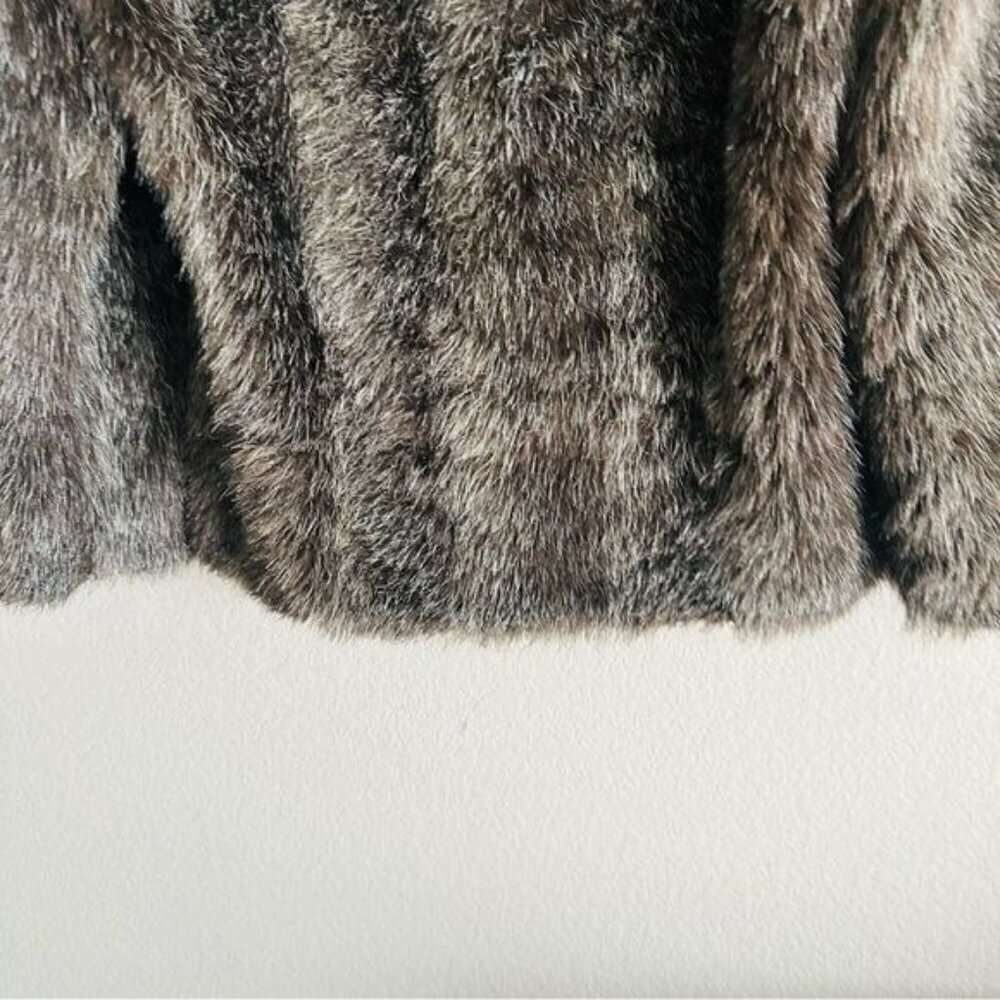 Vintage Brown Real Fur Hooded Zip Jacket Size Medium Mobwife Retro Style - Picture 7 of 10